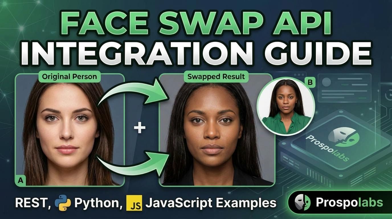 Face Swap API integration guide — original face and swapped result using the Prospolabs REST API