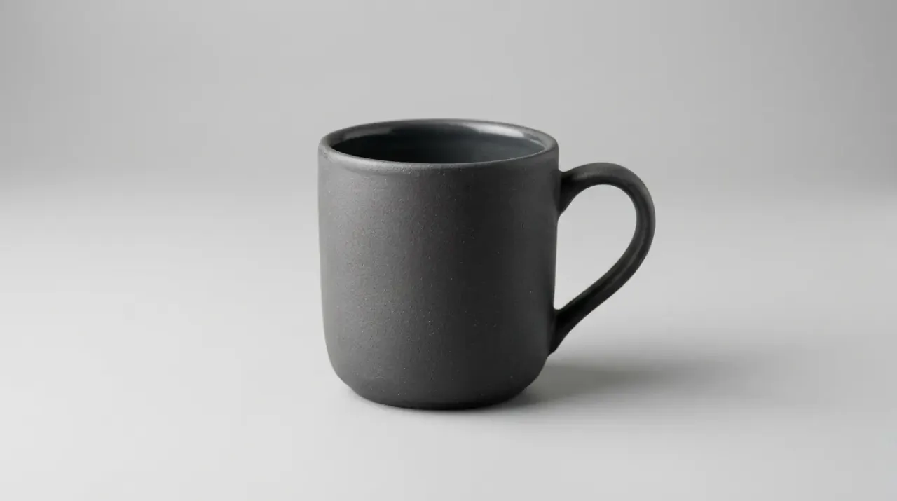 Clean studio product photo of a ceramic mug on a seamless background